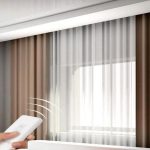 How to combine Motorized Curtains with lighting effects to create a beautiful atmosphere?